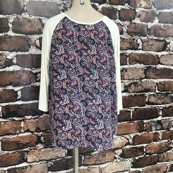 Le Lis Top Shirt Floral Cream Pink Blue Medium - Picture 7 of 11